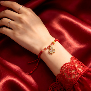 Pulsera de Hilo Rojo de <span class=keywords><strong>la</strong></span> Suerte, 10 Estilos, con Dijes de Oro y Diamantes de Imitación, Ajustable, Hecha a Mano, Amuleto de Año Nuevo - Product Image 6