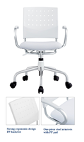 Chaise élévatrice de bureau à domicile chaise de bureau de travail réglable en hauteur en plastique blanc à la mode simple