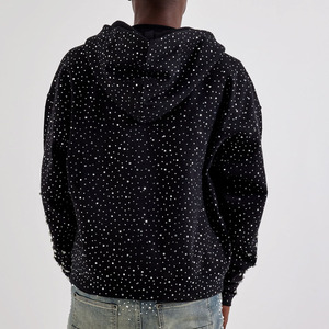 Meilleurs fabricants de vêtements pour hommes, sweats à capuche en coton mélangé avec strass, vente en ligne, fabricant d'usine de sweats à capuche avec strass - Product Image 6
