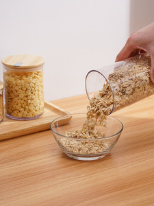 Tarro apilable de plástico para almacenamiento de alimentos frescos, con tapa de patrón de madera - Product Image 3