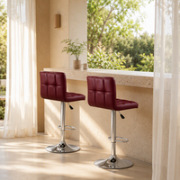 Chaise de bar pivotante réglable en cuir PU rouge résistant aux rayures, fabriquée en usine, chaise de bureau ergonomique