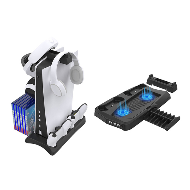 Multifunction Cooling Fan Stand for PS5 Console Storage Game Card 3 Usb Hub Bracket Charging for PS5 Controller Wholesale