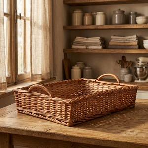 BS INTERNATIONAL Natural Bamboo Wicker <b>Rectangular</b> Handcrafted Lightweight Portable Multifunction Storage Basket Living Room - Product Image 1