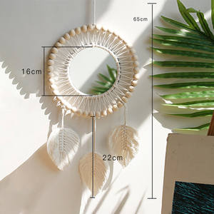 Decoración Bohemia para el hogar, cuerda de algodón, macramé, <span class=keywords><strong>tapiz</strong></span> de cuentas de madera, colgante de pared de boda con espejo para dormitorio - Product Image 5