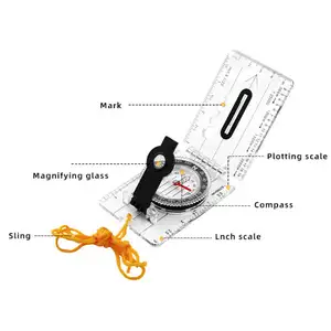 2024 Outdoor Cross Country Climbing Multi Functional Professional Compass Foldable Portable High Precision Compass Ruler