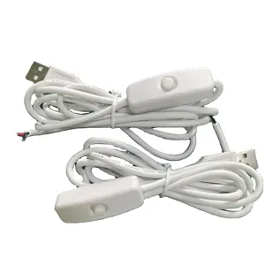 Interruptor de Cable conector USB de tira LED, 1m, 1,5 m, 2m, Cables eléctricos de cobre, 5V, 12V, Cable de extensión de potencia USB para iluminación LED