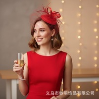 vintage mesh feather headpiece European and American bridal Wedding hair accessory and small <strong>Top</strong> Fascinator Hats