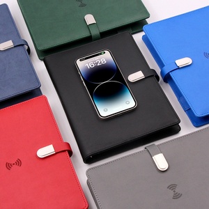 Carnet de notes personnalisé avec batterie externe et logo LED, format A5, journal intelligent à chargement sans fil pour cadeaux d'affaires avec câble USB de recharge - Product Image 2
