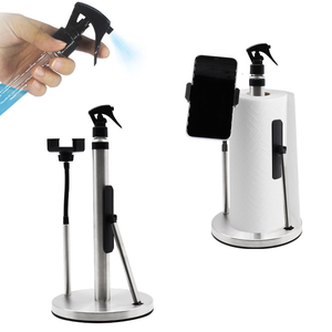 <b>Kitchen</b> 3 in 1 Paper Towel Holder with Spray Bottle & Phone Holder Countertop Stainless Steel Tissue Holder Paper Dispenser - Product Image 3
