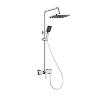 Ensemble de robinetterie de douche en laiton brossé, acier inoxydable et céramique avec jets de massage et de pluie pour hôtels