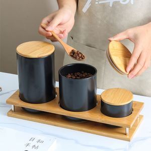 Wholesale High Quality Ceramic Canister Ceramic Food Storage With <b>Bamboo</b> Lid - Product Image 4