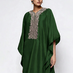Beautiful New Modest <b>Kaftan</b> Dubai Abaya for Women Floor Length Polyester Handmade Embroidery Traditional Islamic Clothing - Product Image 1