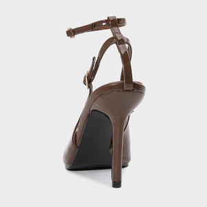 <span class=keywords><strong>Zapatos</strong></span> de tacón alto con punta en pico de <span class=keywords><strong>charol</strong></span> albaricoque caqui para <span class=keywords><strong>mujer</strong></span> para verano 2025 - Product Image 4