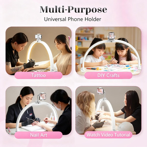 Magnifying Lamp U Shape Led Light Adjustable Face Beauty Nail <b>Makeup</b> Desk Lamp With Phone <b>Holder</b> - Product Image 4