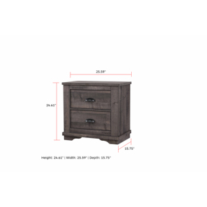 ตู้ข้างเตียงไม้สไตล์รัสติกสีเทาแบบสองลิ้นชักทันสมัย - Product Image 4