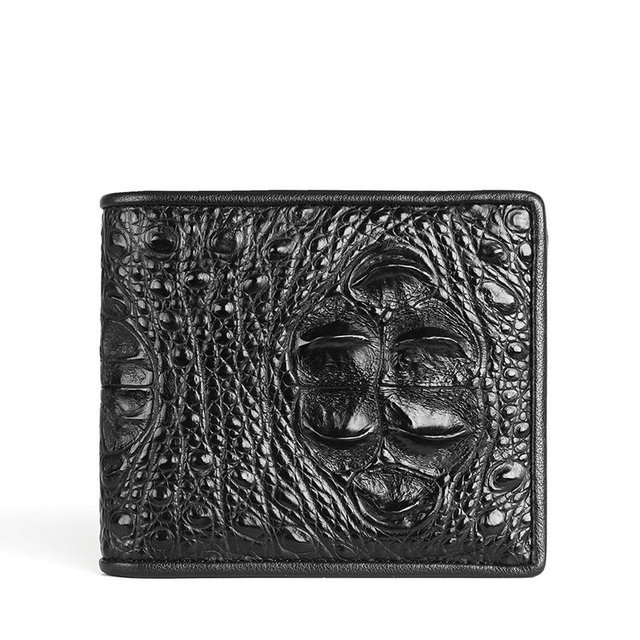 Genuine Leather Men's Wallet, Crocodile Bone Pattern, Casual Short Coin Purse, Multi-Card Slot Wallet
