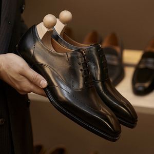 Chaussures Oxford Homme en Cuir Véritable à Enfiler, Bout Pointu, Fabriquées à la Main au Royaume-Uni, Style Britannique, Décontractées, Mariage, Automne, Formelles, Affaires - Product Image 1