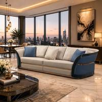 Luxuriöses Modernes Ledersofa-Set Schwarzer Lack Goldene Verzierung Wohnzimmermöbel 1+2+3-Sitzer Sofa mit Couchtisch für Villa Hotel