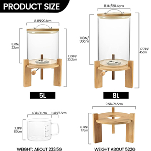 Contenitore per cereali di riso con supporto in bambù-tazza di misurazione in vetro scatola per alimenti in vetro Dispenser per riso con coperchio ermetico - Product Image 2