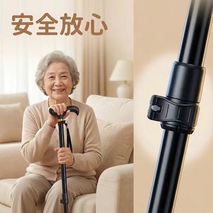 Bastón ajustable de aleación de aluminio con punta de goma para senderismo al aire libre y uso por personas mayores, diseño telescópico de 2 secciones, color negro - Product Image 4