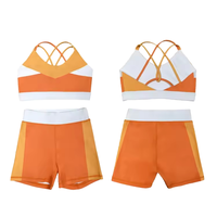 Conjunto de Ropa Deportiva para Niñas, para Danza y Yoga, Transpirable, con Sujetador Deportivo de Alta Sujeción y Costuras en Contraste, Pantalones Cortos, Venta al Por Mayor
