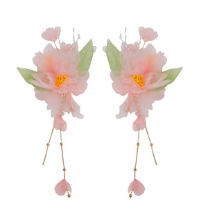 Nouvelle pince à cheveux en soie avec perles de cristal style antique et fleurs, accessoire capillaire classique de luxe léger et de niche, pour enfants - Product Image 5