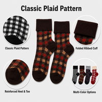 Chaussettes décontractées pour femmes en tricot à carreaux rétro OEM, avec revers plié, motif personnalisé, couleur et logo, pour le bureau, coffret cadeau vintage
