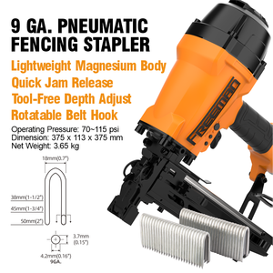 Pistola Neumática para Clavos de <span class=keywords><strong>Alambre</strong></span> de Malla Metálica de Alta Resistencia Freeman FM400, Calibre 9, <span class=keywords><strong>Grapadora</strong></span> Neumática para Cercas - Product Image 2