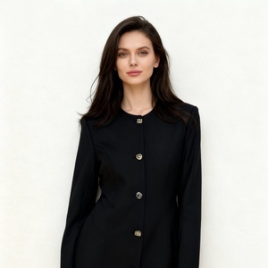 Chaqueta <span class=keywords><strong>de</strong></span> Traje Entallada <span class=keywords><strong>de</strong></span> Manga Larga, Cuello Redondo sin Solapa, Silueta Ajustada, con Múltiples Botones Decorativos - Product Image 4
