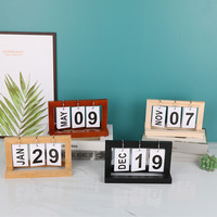 Calendrier de bureau perpétuel en bois à pages tournantes, ornement minimaliste réutilisable pour rappel de date, idéal pour la maison, le bureau ou comme accessoire photo
