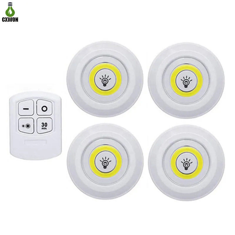 Veilleuse COB à minuterie variable LED sous le meuble, batterie, placards, lumières avec télécommande pour armoire, cuisine, chambre à coucher, escalier