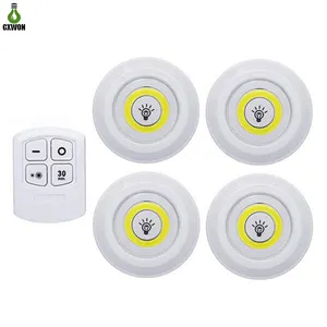 Luz LED COB de noche con temporizador regulable debajo del armario, luces con Control remoto para armario, cocina, dormitorio y escalera