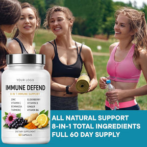 Complément alimentaire Natural Immune Defend 8 1 capsules, zinc, <span class=keywords><strong>vitamine</strong></span> C, soutient le système immunitaire, <span class=keywords><strong>bienfaits</strong></span> antioxydants, 60 capsules, GMP - Product Image 5