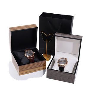 Caja de Reloj de Madera de Lujo con Interior de Cuero Suave, Estuche de Regalo para un Solo Reloj de Pulsera con Bolso Negro para Regalo Corporativo, Impresión Personalizada - Product Image 1