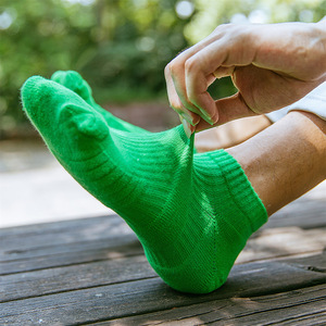 Ankle Socks Solid Color Cotton Breathable Casual Daily Wear Sport Socks Blue Green Yellow Gray White Black - Product Image 3