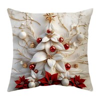 Housse de coussin carrée de Noël 45x45cm, 42 motifs imprimés (Père Noël, Bonhomme de neige, Renne, Sapin de Noël), lavable, pour canapé et lit