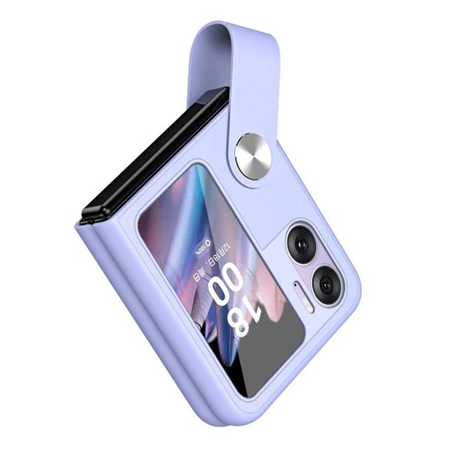 Hard PC PU Leather Finger Strap Holder Flip Mobile Case for Oppo Find N2 Flip 5G