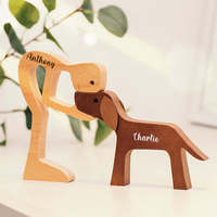 Handgefertigte Holz-Hundestatue als Geschenk Holzschnitzerei Hundestatue für Zuhause Büro Wohnzimmer