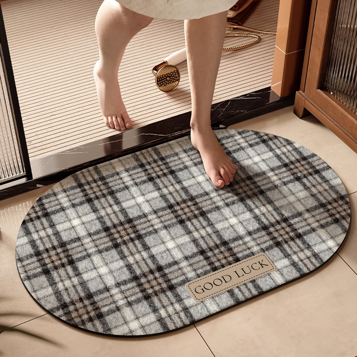 Gray Grid Prayer - Oval