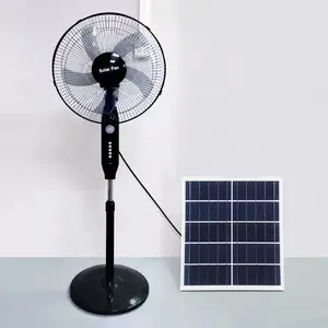 In stock Ventilador Powered Fan 16 Inch Lithinum Battery Solar Fan with solar panel