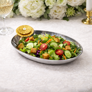 Plato ovalado de acero inoxidable de la mejor calidad para servir, ideal para hoteles de lujo, plato ovalado antiguo de acero inoxidable. - Product Image 4