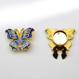 JFRB211新製品Diyオイルドリップブルー<span class=keywords><strong>Cloisonne</strong></span>バタフライ合金ボタンカバー手作り材料直接供給 - Product Image 3