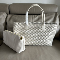 Sac à Main Tressé Haut de Gamme Simple et Tendance pour Femme, Sac à Bandoulière en Cuir Véritable, Sac Shopping de Luxe, Sacs à Main Mode