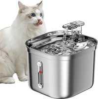 Portable 2.2L Acier Inoxydable Automatique Chat Distributeur D'eau Écologique Élégant 2.2L Chat Fontaine D'eau Niveau Fenêtre Potable