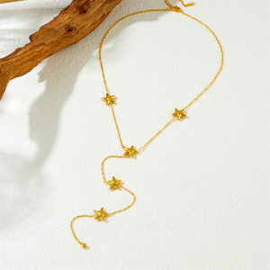 Star Tassel Stainless Steel Chain Necklace Y Shape Simple Jewelry Gift For Women Fashion Pendant Necklaces - Product Image 3