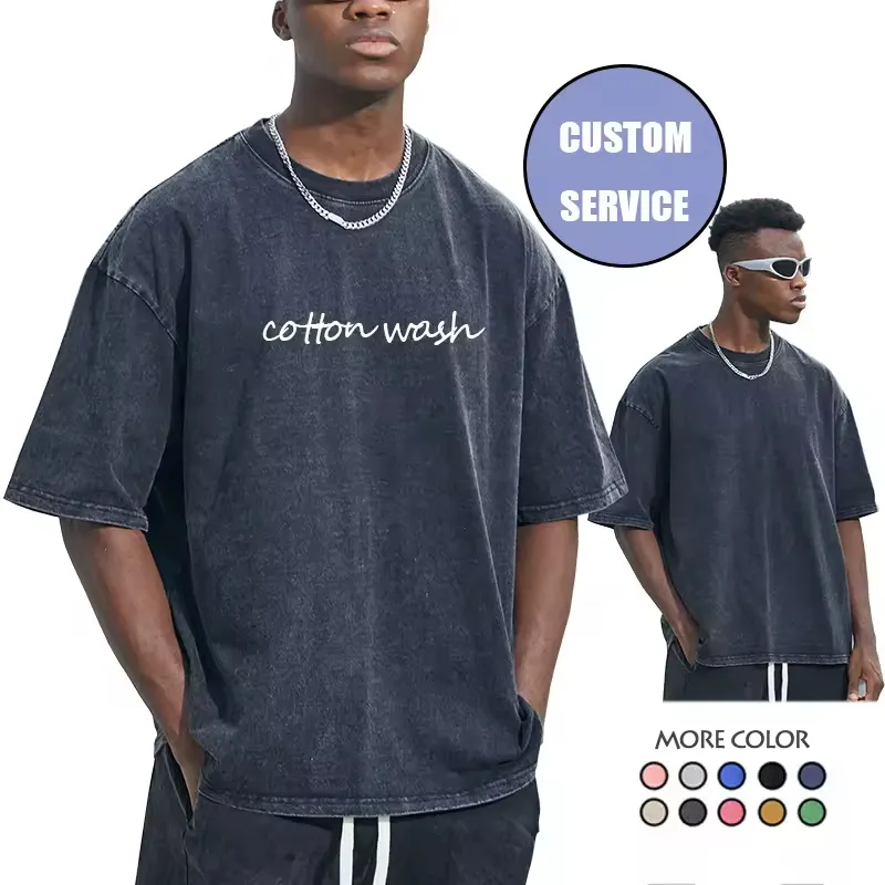 アリババオンラインショッピング最高の箱型レトロ男性服Tシャツサプライヤー品質洗浄ヴィンテージメンズTシャツ