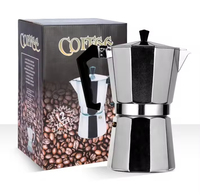 Cafetière Moka en aluminium pour expresso, 1/2/3/4/6/9/12 tasses, styles noir/rouge, vente en gros, fournisseurs d'usine, OEM