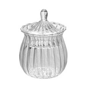 Nouveau Design 200ml 420ml Borosilicate verre Vertical rayé sucre cartouche bonbons stockage des aliments pot en verre avec couvercle - Product Image 1