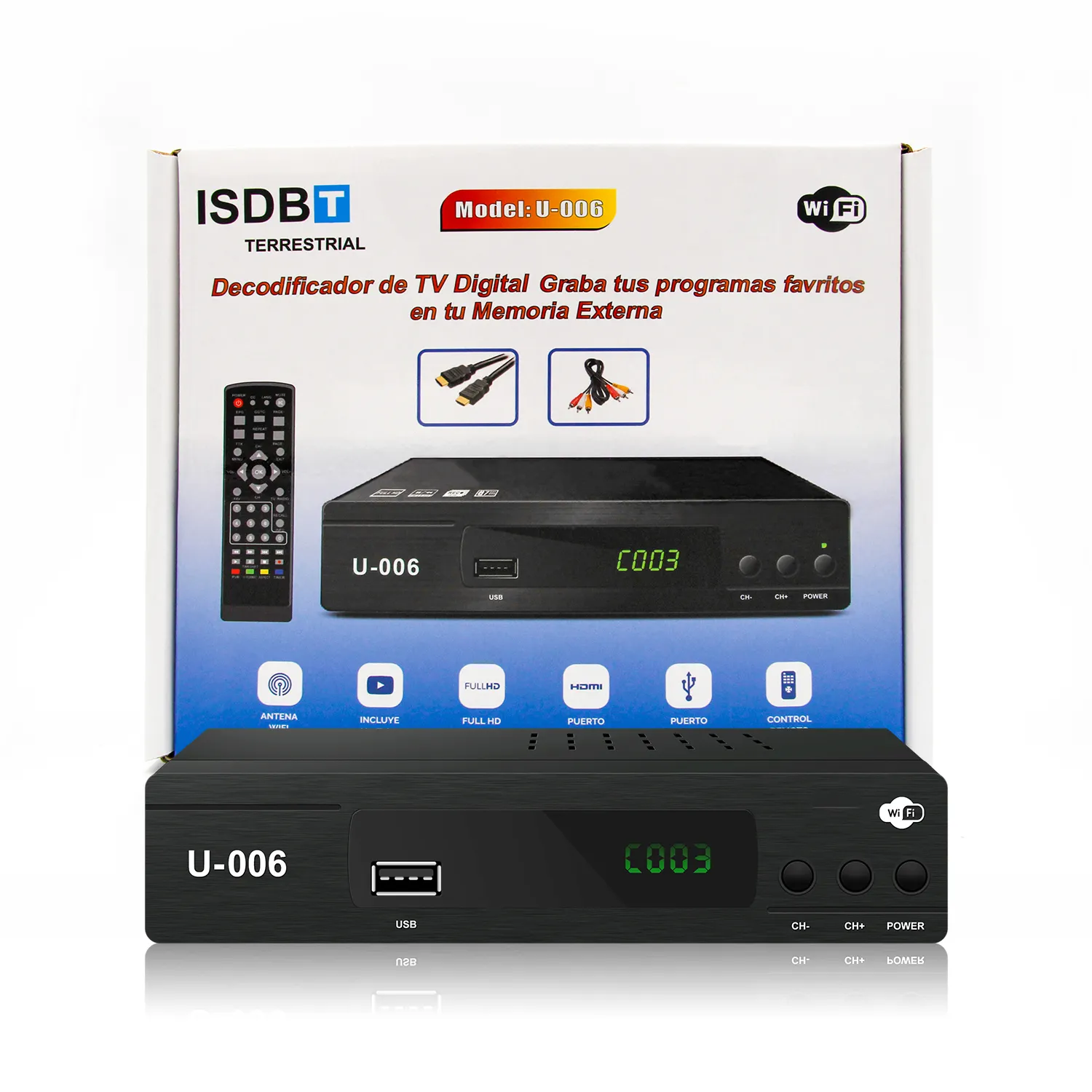 JUNUO-receptor de televisión Digital terrestre ISDB-T, decodificador STB con Wifi HD, para Perú, Chile, Argentina