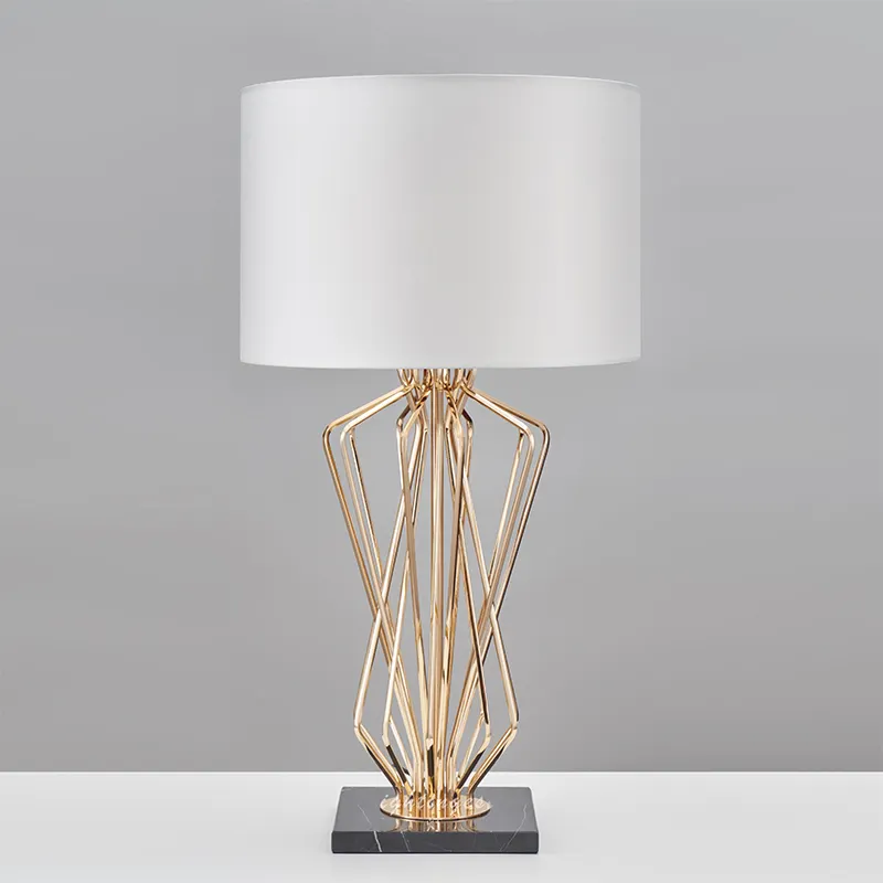 Оптовая продажа, современная роскошная настольная лампа из золотистой мраморной ткани bes side E27